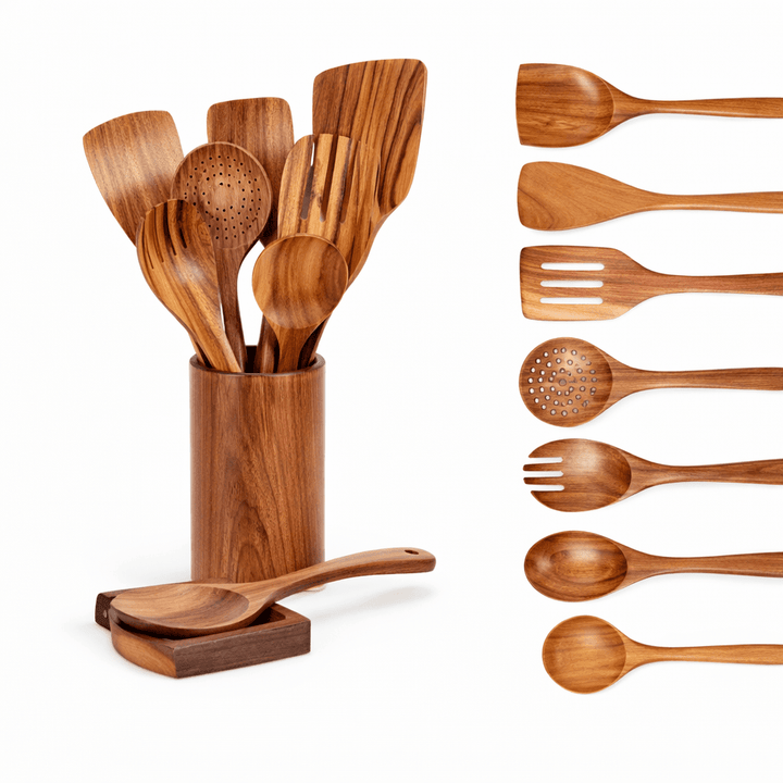 Traditional Japanese Wooden Utensil Set (7 Pieces) 6