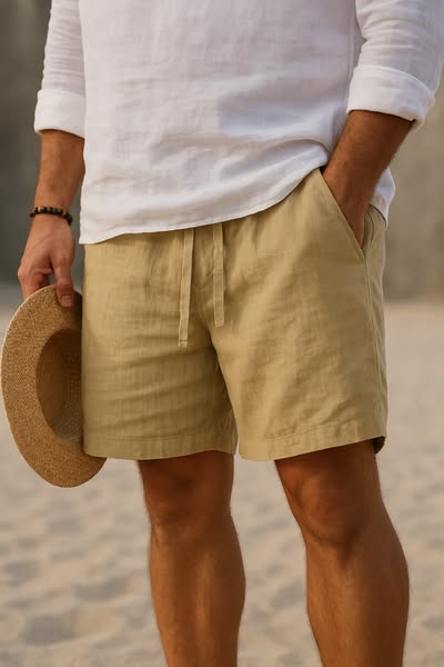 Lorenzo Men's Cotton-Linen Shorts – Lightweight & Breathable 11