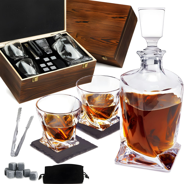 Luxuriöses Kristall-Whiskey-Karaffen- und Gläserset - WhiskeyWave