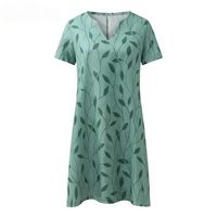 Stylish Knitted Dress with V-Neck and Short Sleeves - ValeriaStrick