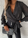 Stilvolle V-Ausschnitt-Bluse mit Puffärmeln - Mireille
