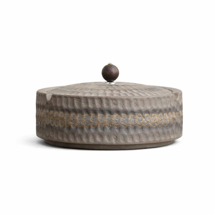 Handmade Ceramic Ashtray with Wooden Lid, 12.5 cm 8