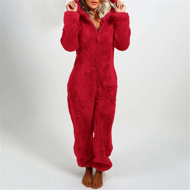 Winter Plush Jumpsuit | Lined Long Sleeve Pajamas