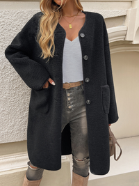 Lang Fleece Damesvest Met Knoopsluiting – Elara