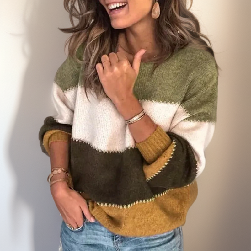 Luxuriöser Gestreifter Komfortpullover - Celeste