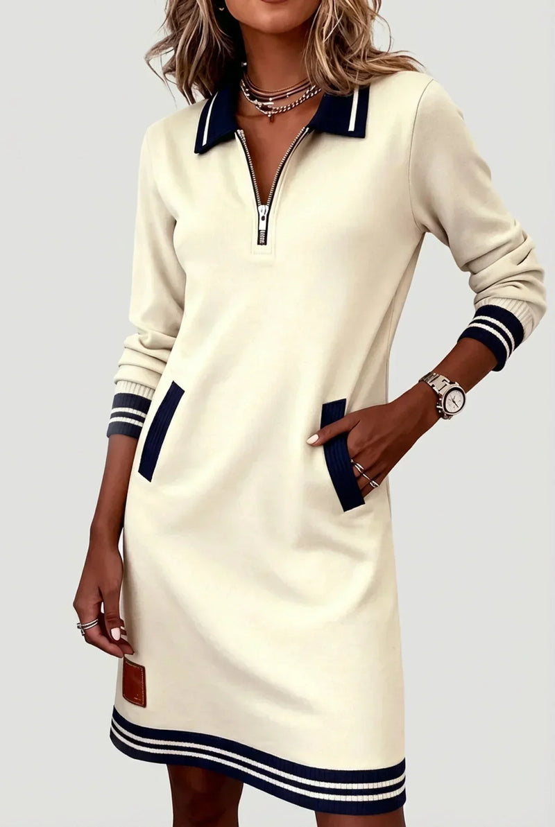 Front-Zip Cotton Linen Dress 2
