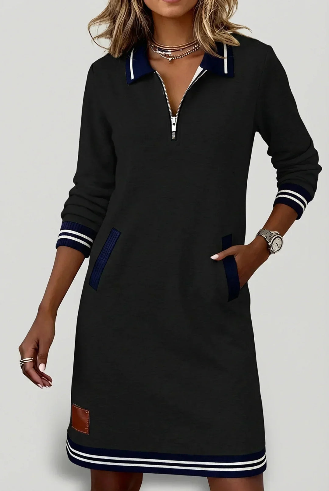 Front-Zip Cotton Linen Dress 11