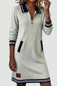 Front-Zip Cotton Linen Dress 1