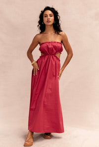 Rosa ärmelloses Boho-Chic Kleid mit weiter Passform – Elira