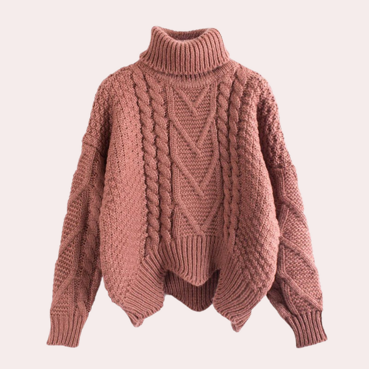 Stilvoller Gestrickter Rollkragenpullover für Damen - Lina