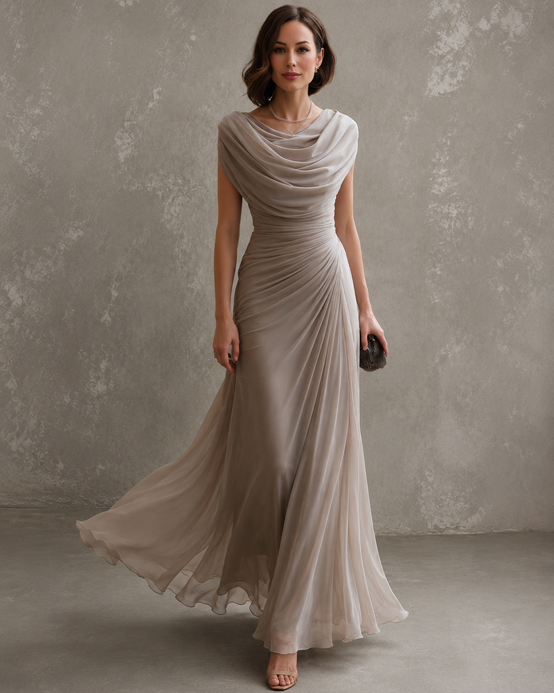 Draped Maxi Dress with Sleeveless Silhouette 1