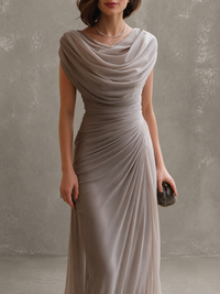Elegant Draped Maxi Dress - Sleeveless Formal Evening Gown 7