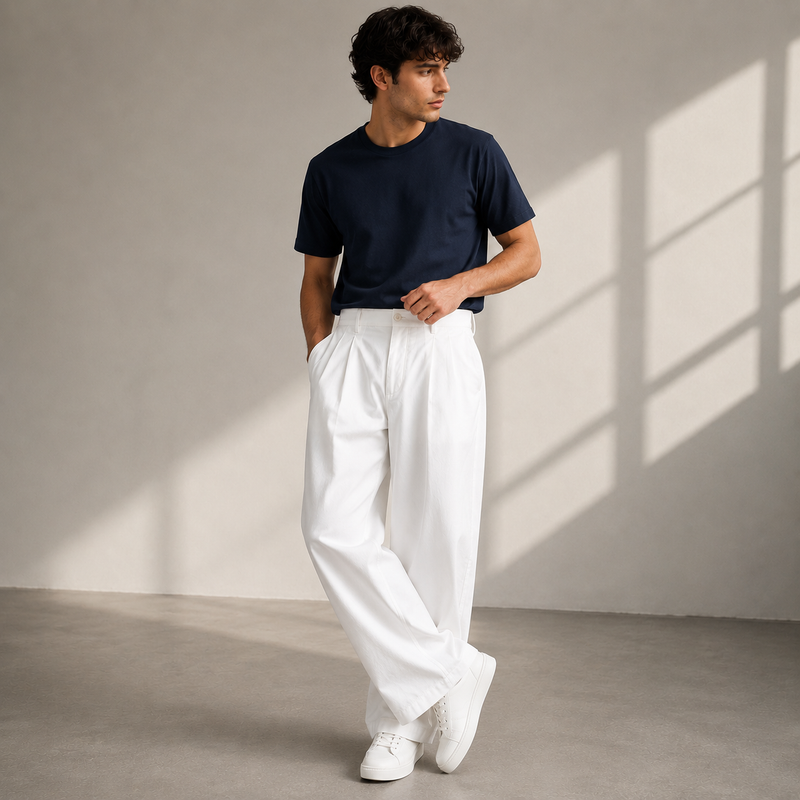 Men's Pleated Wide-Leg Pants – Relaxed Modern Trousers for Everyday & Travel 1