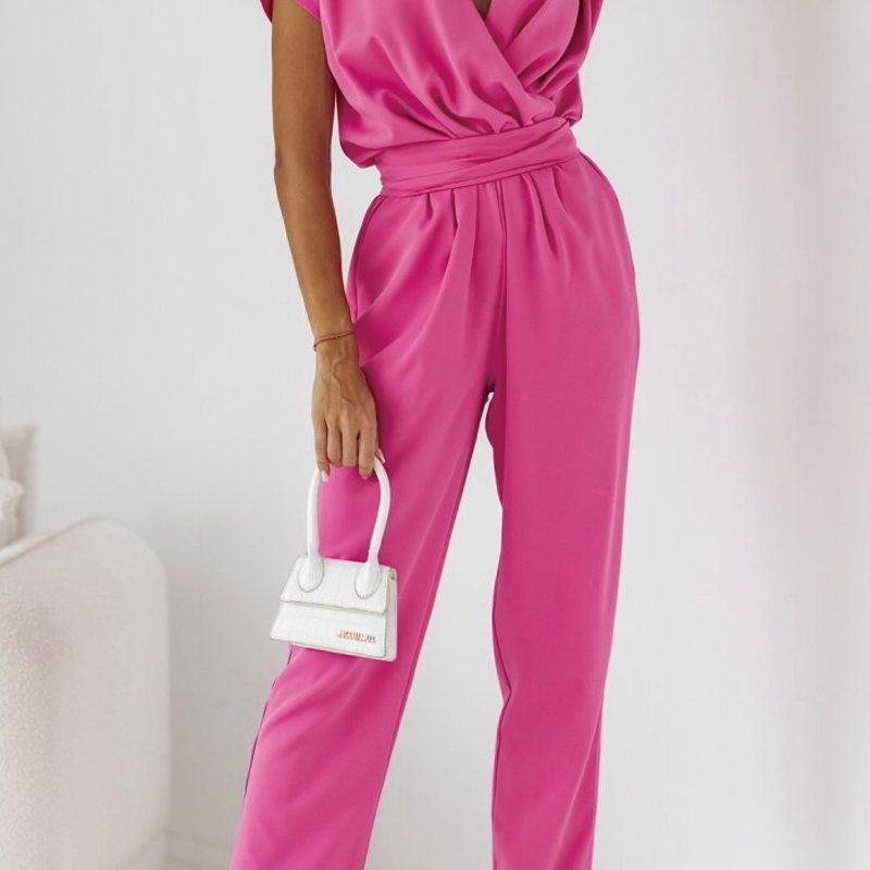 Trendiger Damen-Sommer-Jumpsuit mit kurzen Ärmeln und Taillenbetonung – Alina
