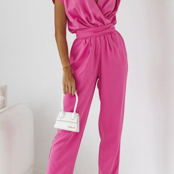 Trendiger Damen-Sommer-Jumpsuit mit kurzen Ärmeln und Taillenbetonung – Alina