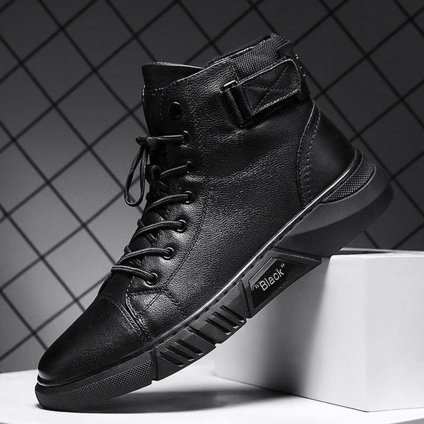 Schwarze Handgefertigte Lederstiefel - NoirCraft