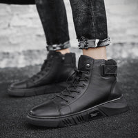 Schwarze Handgefertigte Lederstiefel für Herren - ShadowStep