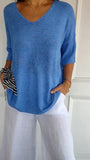 Gestricktes Damen Top mit V-Ausschnitt – Saphira