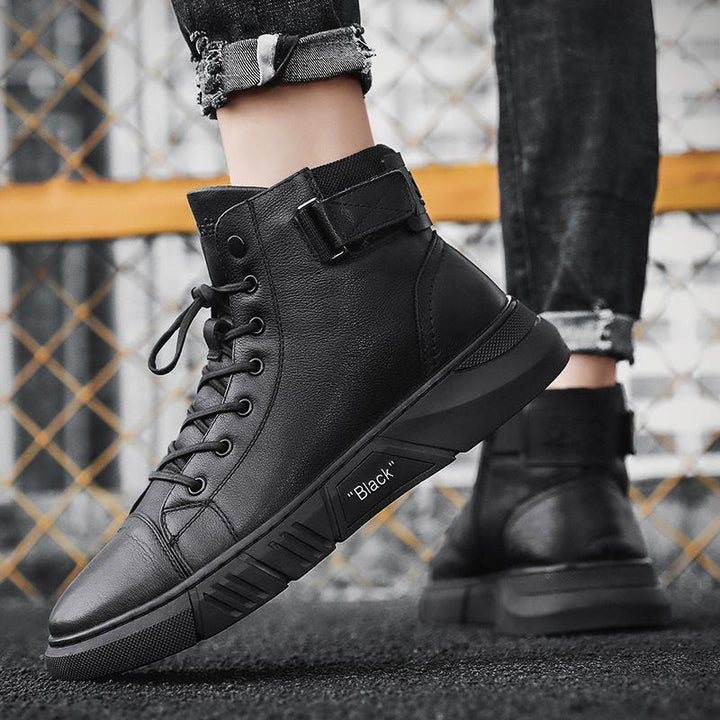 Schwarze Handgefertigte Lederstiefel für Herren - ShadowStep
