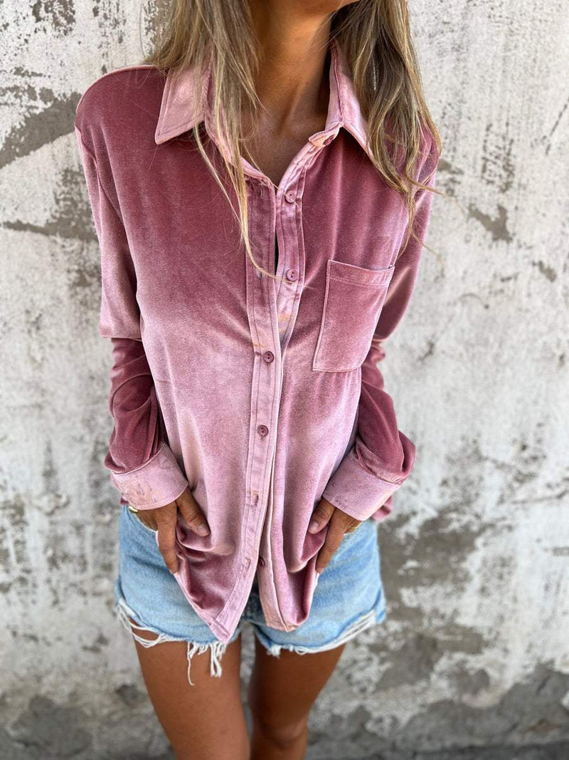 Trendige Samtbluse mit langen Ärmeln - Clara