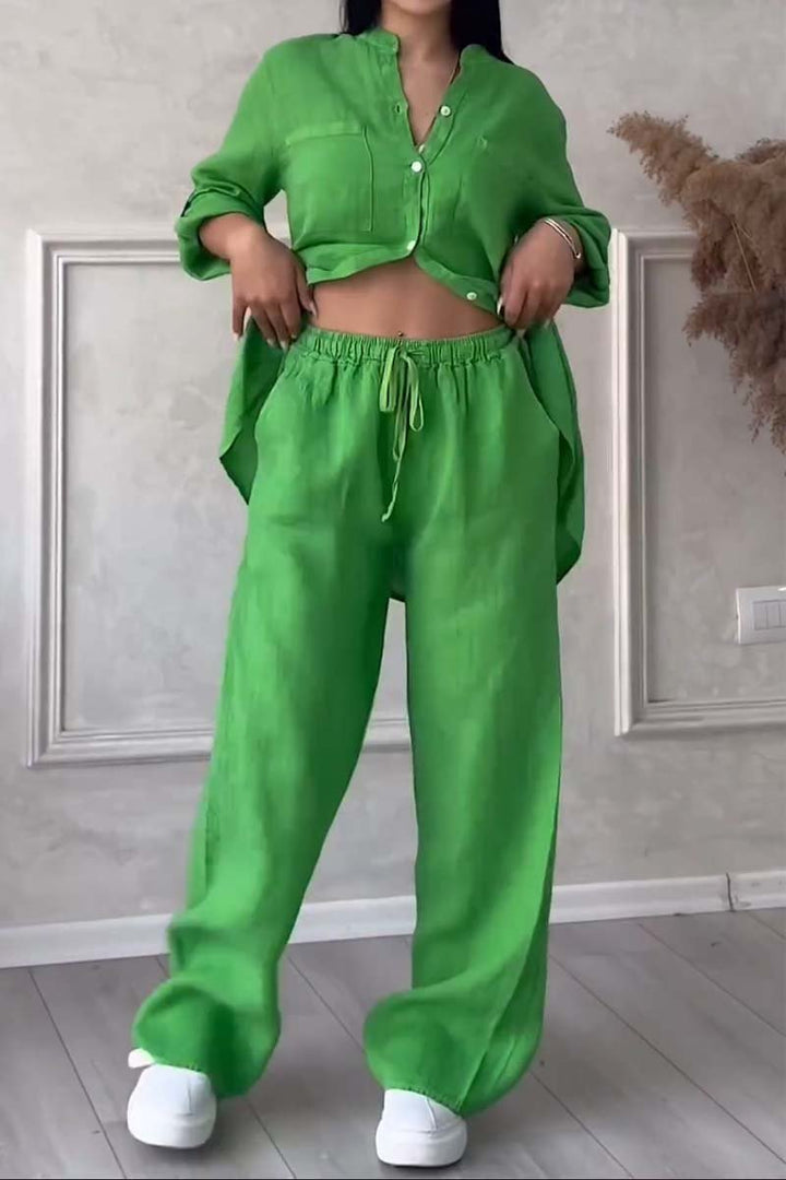 Zweiteiliges Leinen-Damen-Sommer-Set – Alina