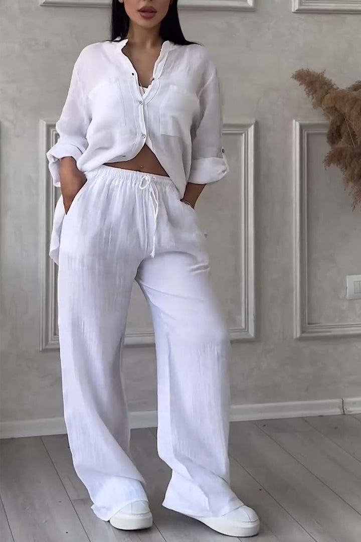 Zweiteiliges Leinen-Damen-Sommer-Set – Alina