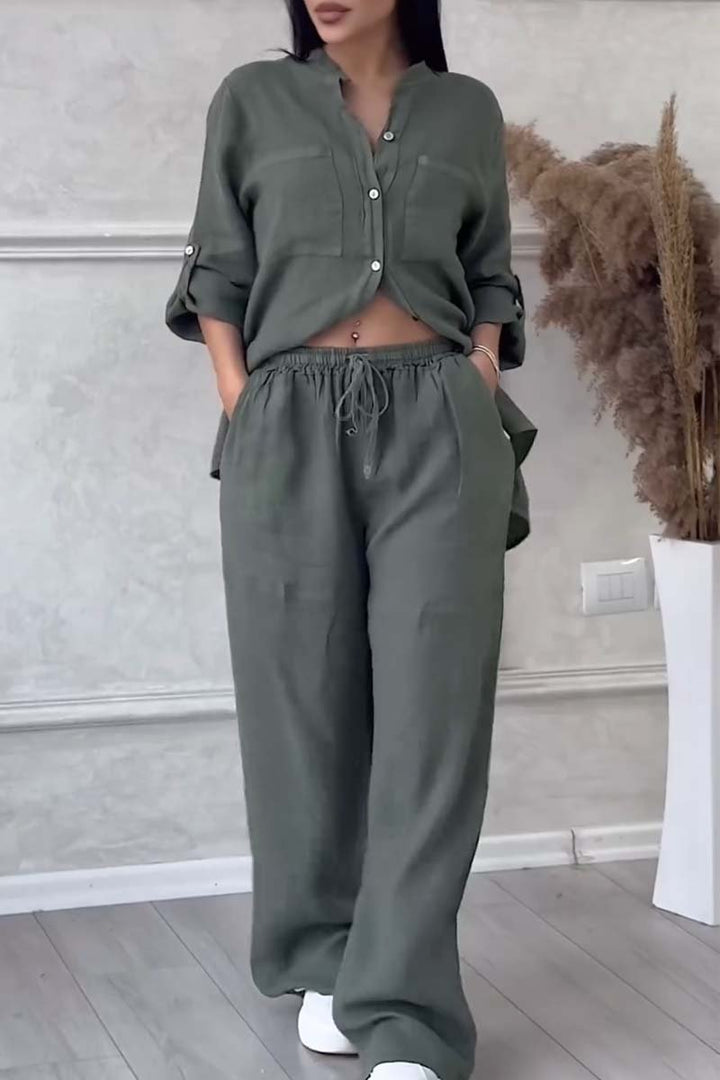 Zweiteiliges Leinen-Damen-Sommer-Set – Alina