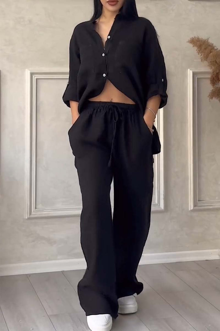 Zweiteiliges Leinen-Damen-Sommer-Set – Alina