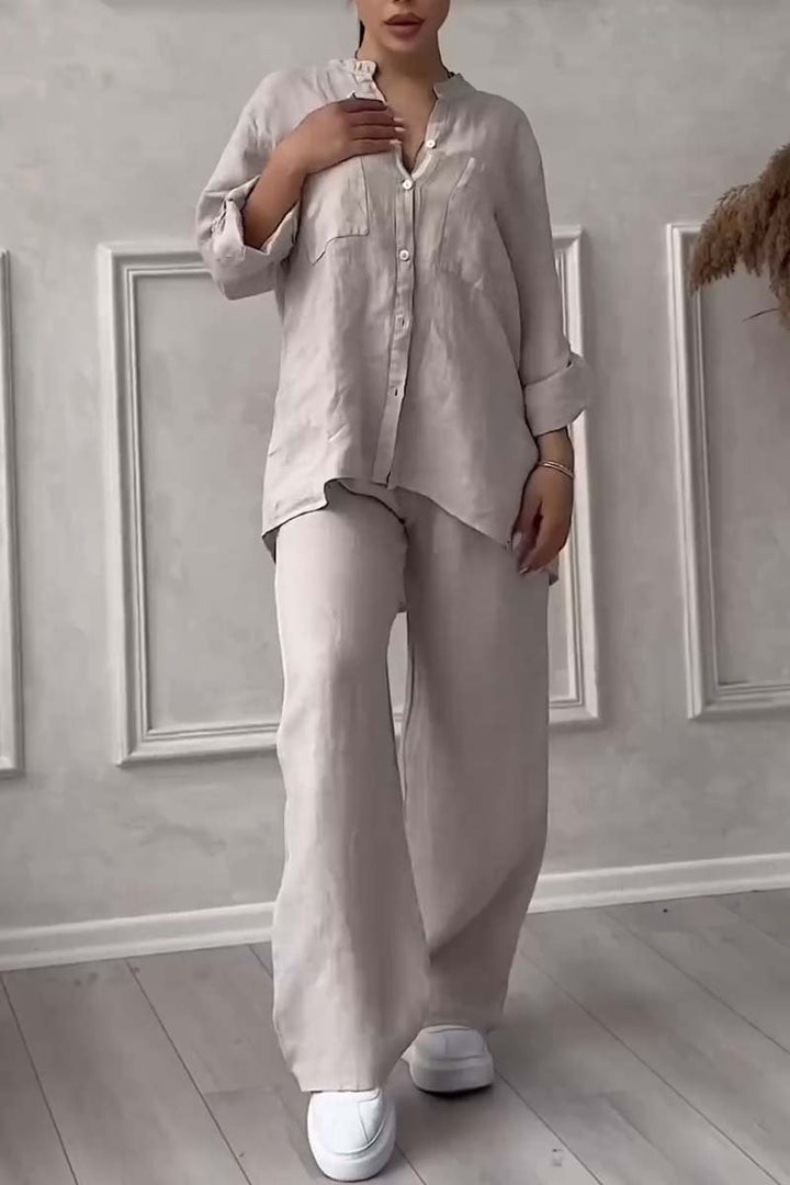 Zweiteiliges Leinen-Damen-Sommer-Set – Alina