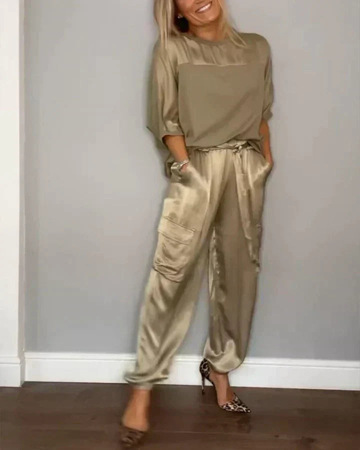 Stilvoller & luftiger Damen Satin-Jumpsuit für besondere Anlässe – Yasmina