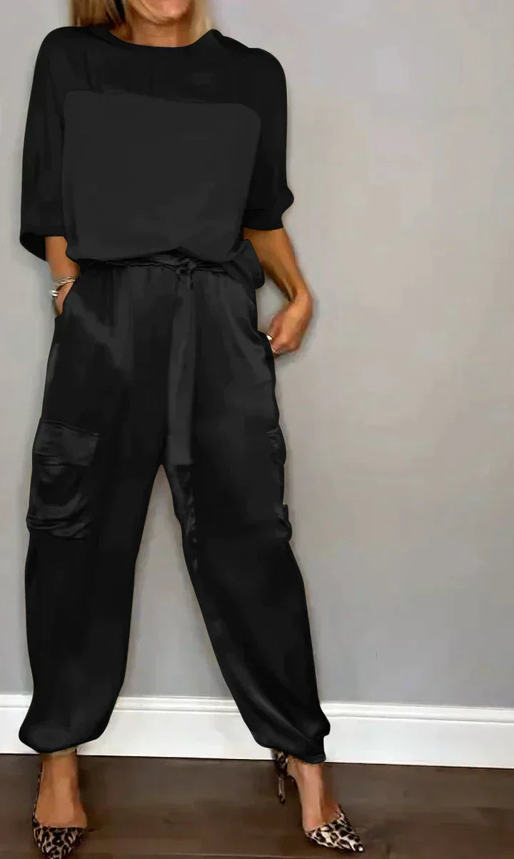 Stilvoller & luftiger Damen Satin-Jumpsuit für besondere Anlässe – Yasmina
