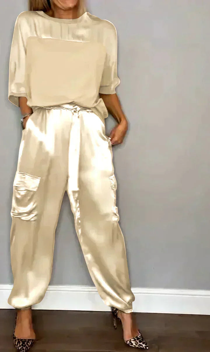 Stilvoller & luftiger Damen Satin-Jumpsuit für besondere Anlässe – Yasmina