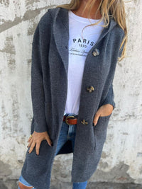 Gestrickte Lange Damenjacke mit Kapuze - Liv