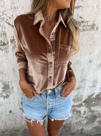 Trendige Samtbluse mit langen Ärmeln - Clara