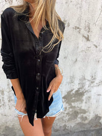 Trendige Samtbluse mit langen Ärmeln - Clara