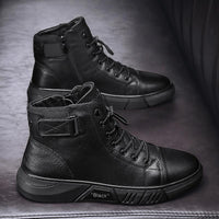 Schwarze Handgefertigte Lederstiefel für Herren - ShadowStep