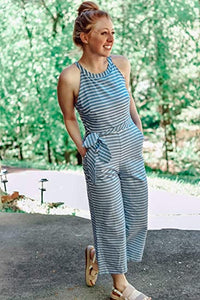 Gestreifter Damen-Jumpsuit mit Neckholder – Vivienne