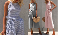 Gestreifter Damen-Jumpsuit mit Neckholder – Vivienne