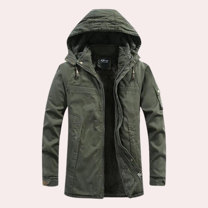 Gefütterte Herren-Winterjacke mit warmer Kapuze - Logan
