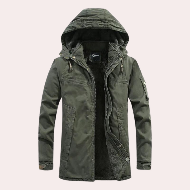 Gefütterte Herren-Winterjacke mit warmer Kapuze - Logan