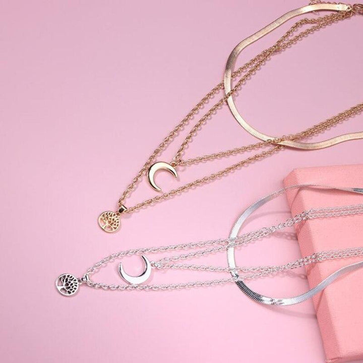 Levensboom & Halve Maan Multilayer Ketting - Selestina