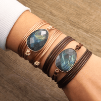 Labradoriet Touw-Wikkelarmband - Lunaria