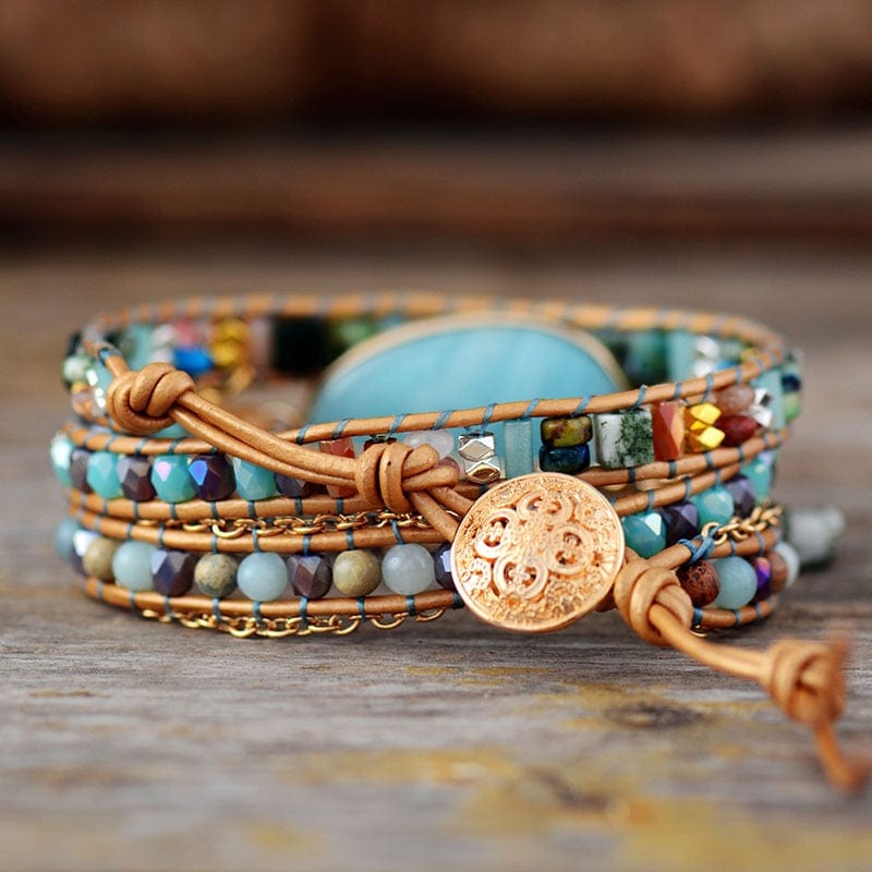 Amazoniet Zeeblauw Wikkelarmband - Marina
