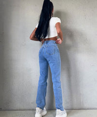 Damen Stretch-Jeans mit weitem Bein und Herzchenmuster - Amelie