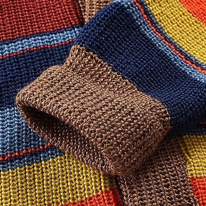 Knitted Men's Cardigan with Color Block and Geometric Pattern – Leandro