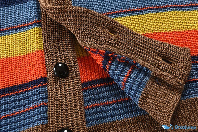 Knitted Men's Cardigan with Color Block and Geometric Pattern – Leandro