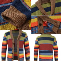 Knitted Men's Cardigan with Color Block and Geometric Pattern – Leandro