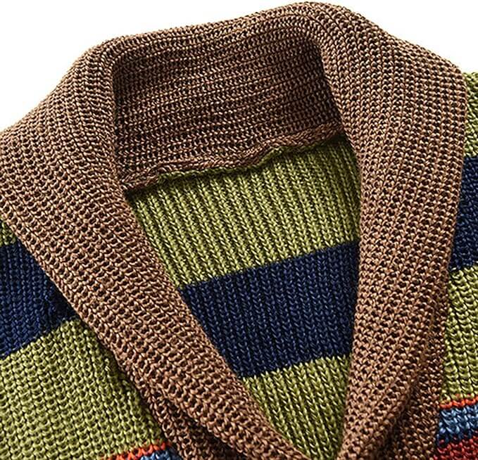 Knitted Men's Cardigan with Color Block and Geometric Pattern – Leandro
