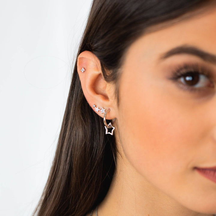 Flower-shaped Zirconia Earrings - Elise