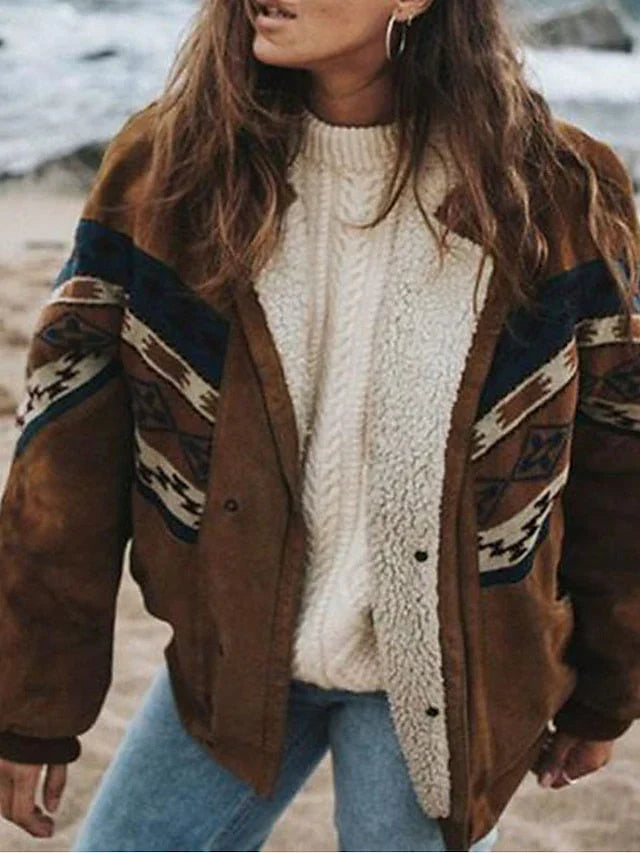Warme Retro Pluchen Winterjas - Daisy